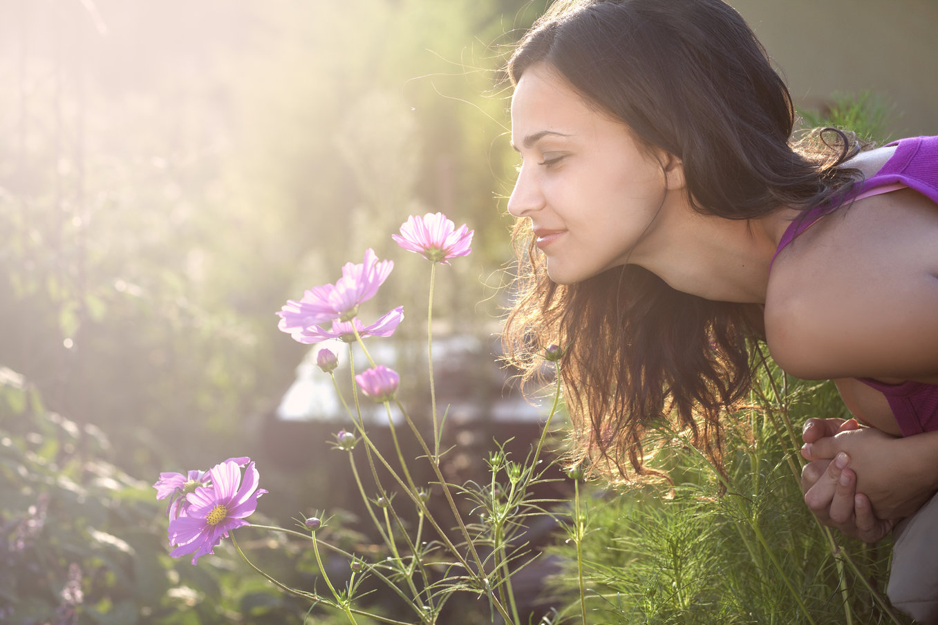 woman enjoys making her own happiness