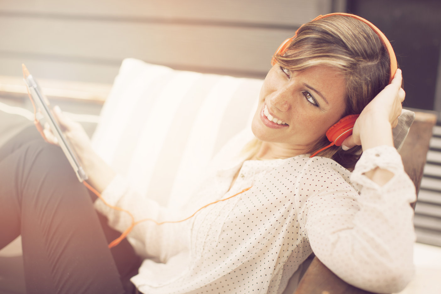 woman listening to music