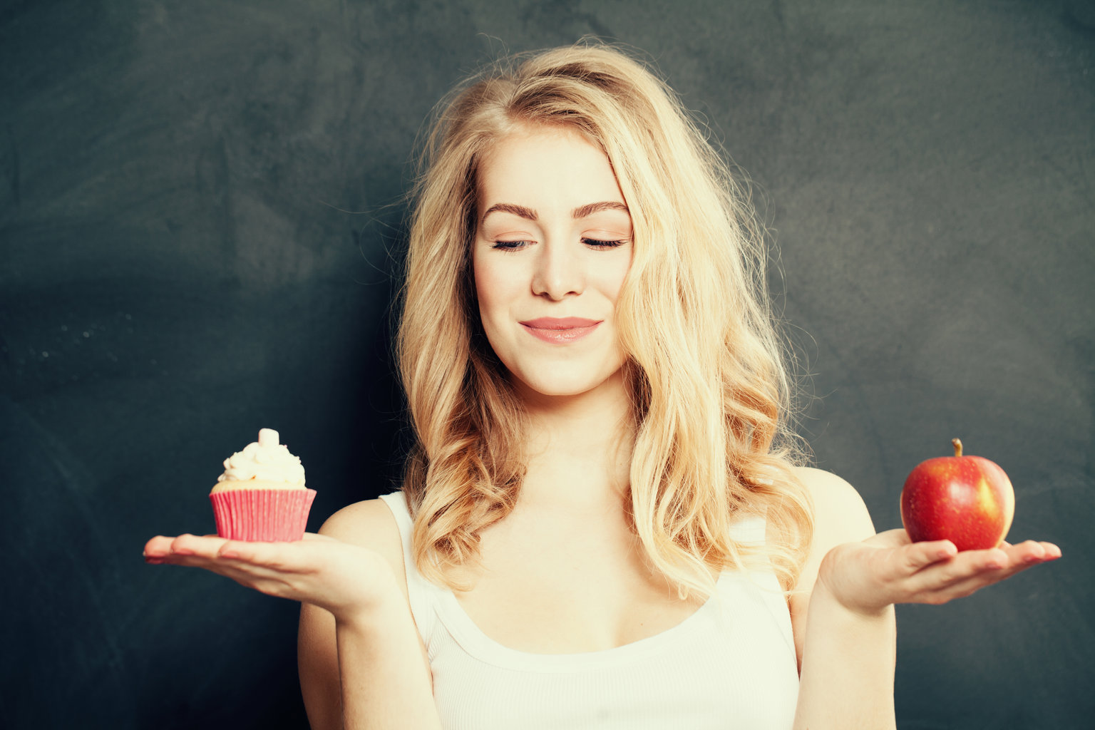 Woman making a food choice