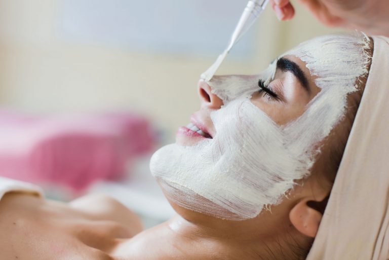 Spa facial mask application